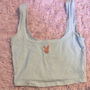 PLAYBOY Pastel Blue Crop Top